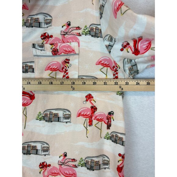Nick & Nora XXL Flannel Long Sleeve Pajama Top Flamingo Camper Button Front - Picture 8 of 9